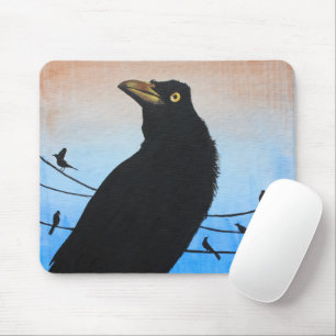 Grackle Austin Texas Bird Lover Wildlife Painting Mouse Pad
