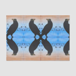 Grackle Austin Texas Bird Lover Wildlife Painting Tissue Paper