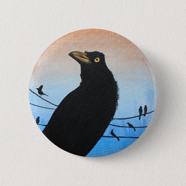 Grackle Austin Texas Bird Nature Wildlife Painting 2 Inch Round Button (Front)