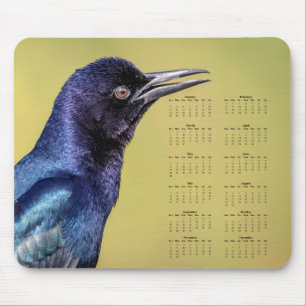 Grackle - Customizable full year 2026 calendar Mouse Pad