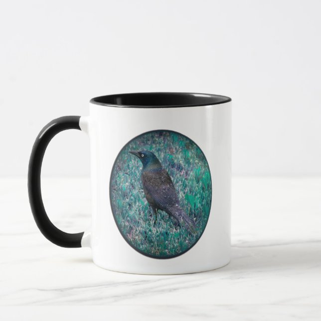 Grackle in Rain Mug (Left)