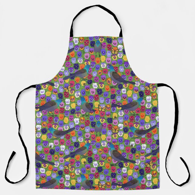 grackles and pansies apron (Front)