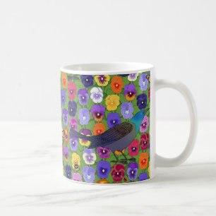 grackles and pansies coffee mug