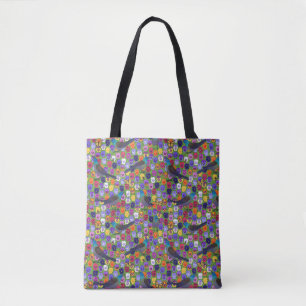 grackles and pansies tote bag