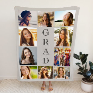 Grad 10 Photo Taupe Graduation Sherpa Blanket