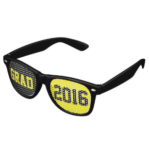 Grad 2016 Text Design Black & Yellow Retro Sunglasses