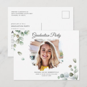 Grad 2022 Eucalyptus Succulent Greenery Graduation Invitation Postcard