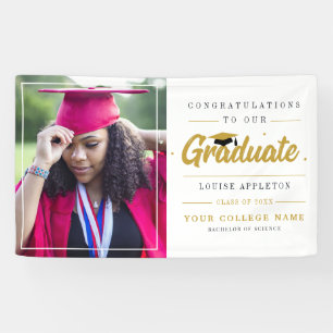 Grad 2022 Photo Gold Black Graduation Banner