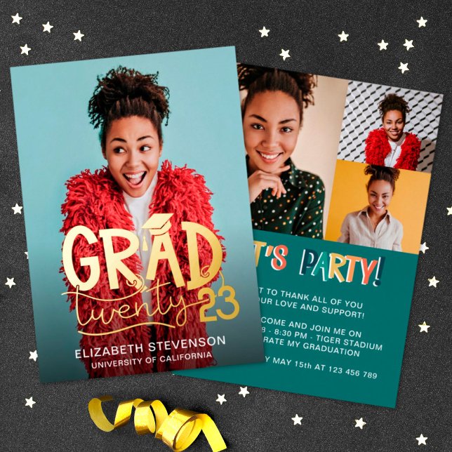 Grad 2023 bold graduation party 4 photo gold (Creator Uploaded)
