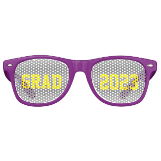 GRAD 2023 with Yellow Letters and Grey Back Retro Sunglasses
