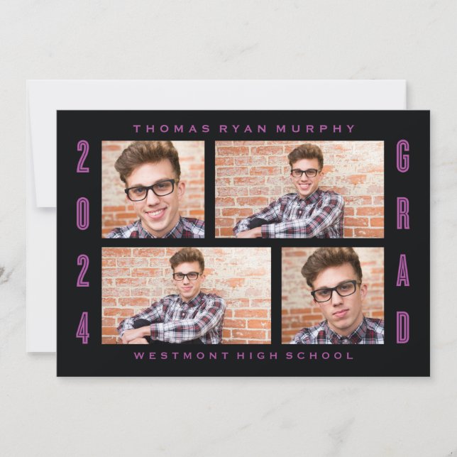 GRAD 2024 GRAD PHOTO COLLAGE GRADUATION INVITATION (Devant)