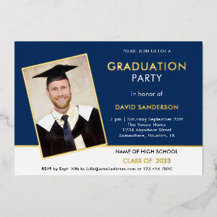 Grad 2024 Graduation Party Photo Navy White Gold
