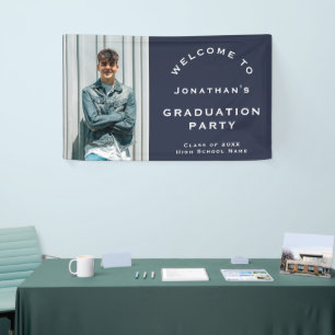 Grad 2024 Male Photo Navy Welcome Graduation Party Banner