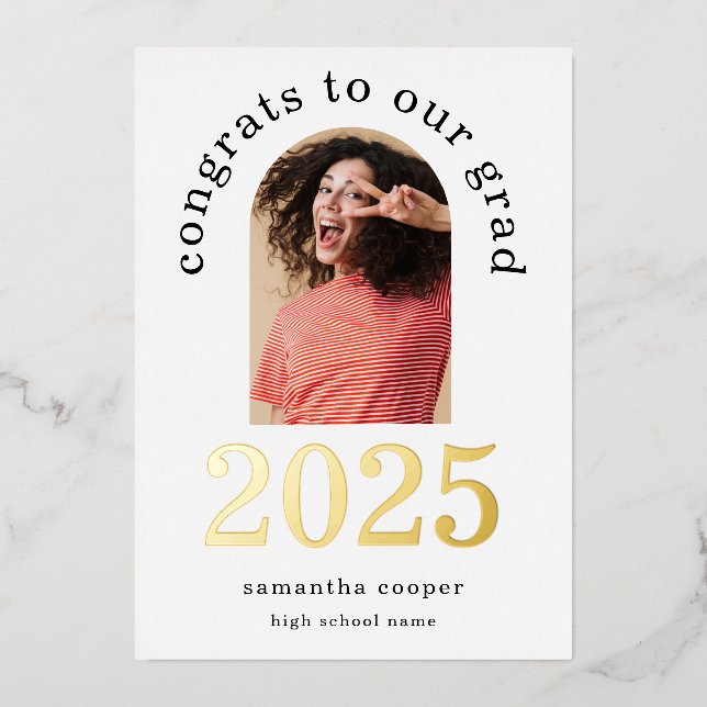 Grad 2025 Arch Photo Real Gold Foil Announcement (Front)