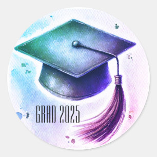 Grad 2025 Graduation Cap  Classic Round Sticker
