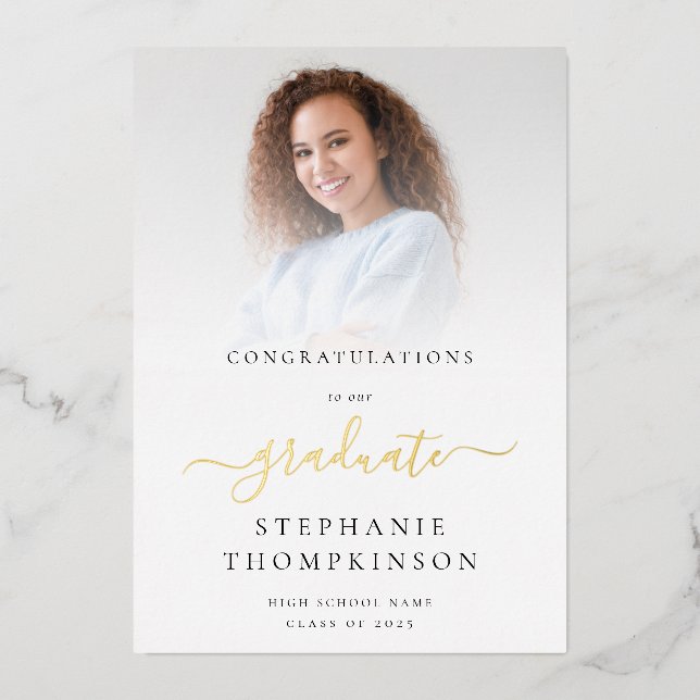 Grad 2025 Photo Gold Real Foil Announcement (Front)