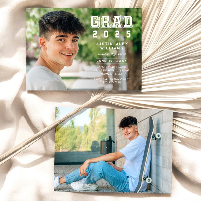 Grad 2 Photo Modern  Graduation  Invitation (Creator Uploaded)