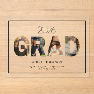 GRAD Acrylic Typography 4 Image Graduation Invitations