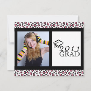 Grad Announcement - Pink & Black Leopard Print