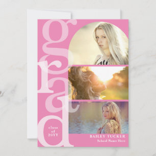 GRAD Arch 3-Photo Modern Graduation Invitation