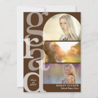 GRAD Arch Photo Brown Graduation Announcement