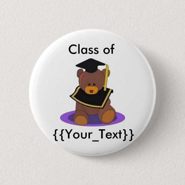 Grad Bear 2 Inch Round Button (Front)