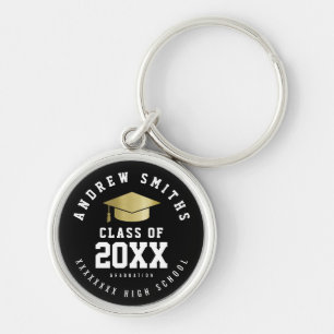 Grad black keychain with name and class year