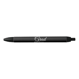 Grad black white custom class year elegant ink pen