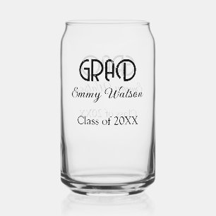 Grad bold letter graduation name class of 20XX sim Can Glass