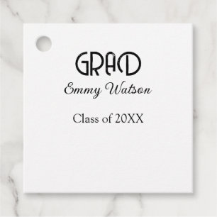 Grad bold letter graduation name class of 20XX sim Favour Tags