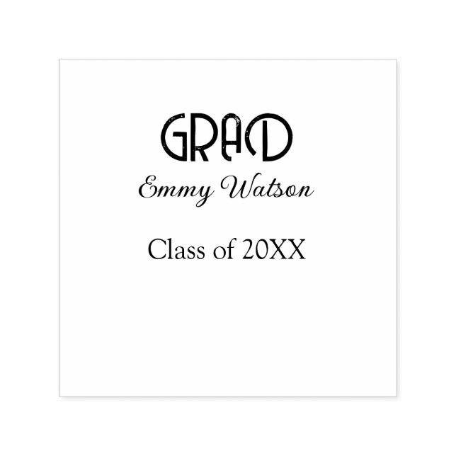 Grad bold letter graduation name class of 20XX sim Self-inking Stamp (Design)