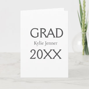 Grad bold letter name 20XX graduation year simple  Card