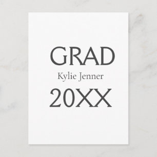 Grad bold letter name 20XX graduation year simple Postcard