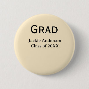 Grad bold letter name class of 20XX yellow pastel  2 Inch Round Button