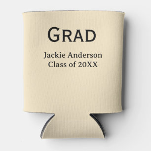 Grad bold letter name class of 20XX yellow pastel Can Cooler