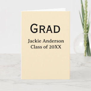 Grad bold letter name class of 20XX yellow pastel  Card