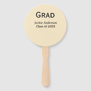 Grad bold letter name class of 20XX yellow pastel  Hand Fan