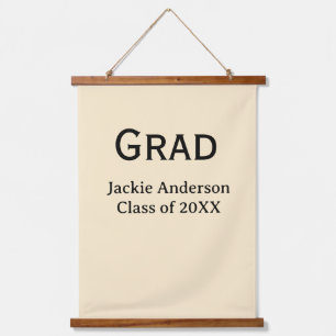 Grad bold letter name class of 20XX yellow pastel  Hanging Tapestry
