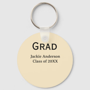 Grad bold letter name class of 20XX yellow pastel  Keychain