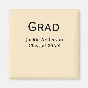 Grad bold letter name class of 20XX yellow pastel  Magnet