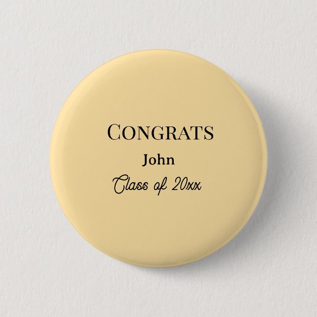 grad boy add name congrats date year text 2 inch round button (Front)
