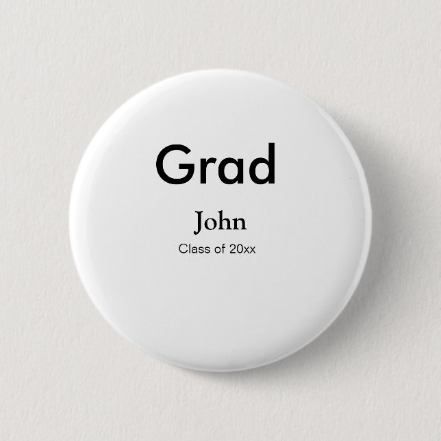 grad boy add name congrats date year text 2 inch round button (Front)