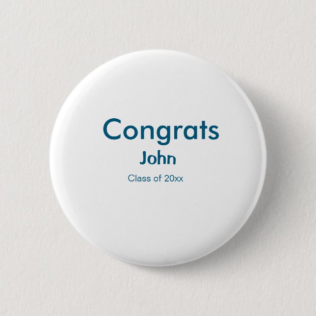 grad boy add name congrats date year text 2 inch round button (Front)