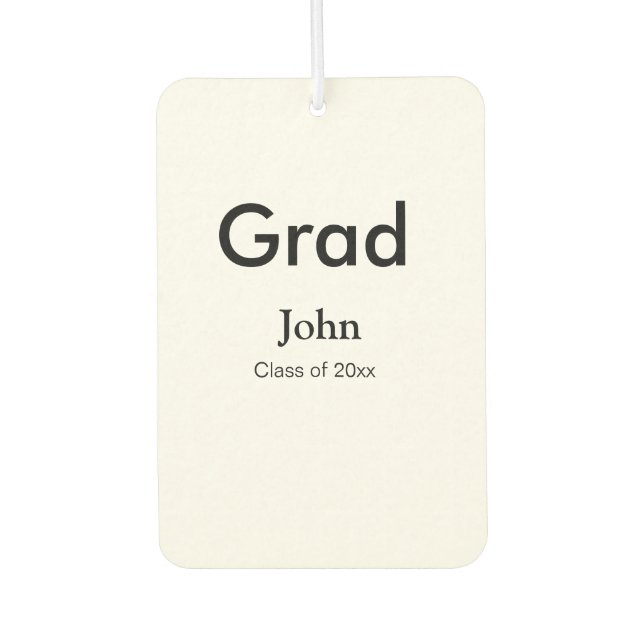 grad boy add name congrats date year text air freshener (Front)