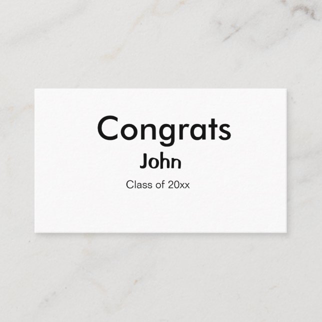 grad boy add name congrats date year text business card (Front)