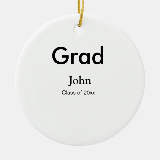 grad boy add name congrats date year text ceramic ornament (Front)