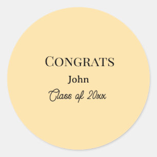 grad boy add name congrats date year text classic round sticker