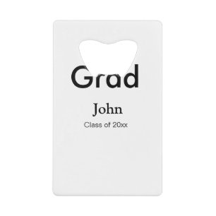 grad boy add name congrats date year text credit card bottle opener