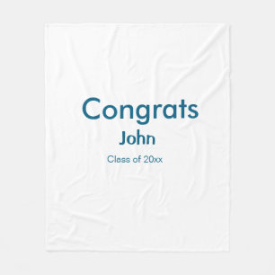 grad boy add name congrats date year text fleece blanket