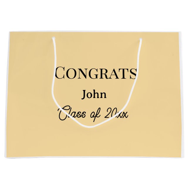 grad boy add name congrats date year text large gift bag (Front)